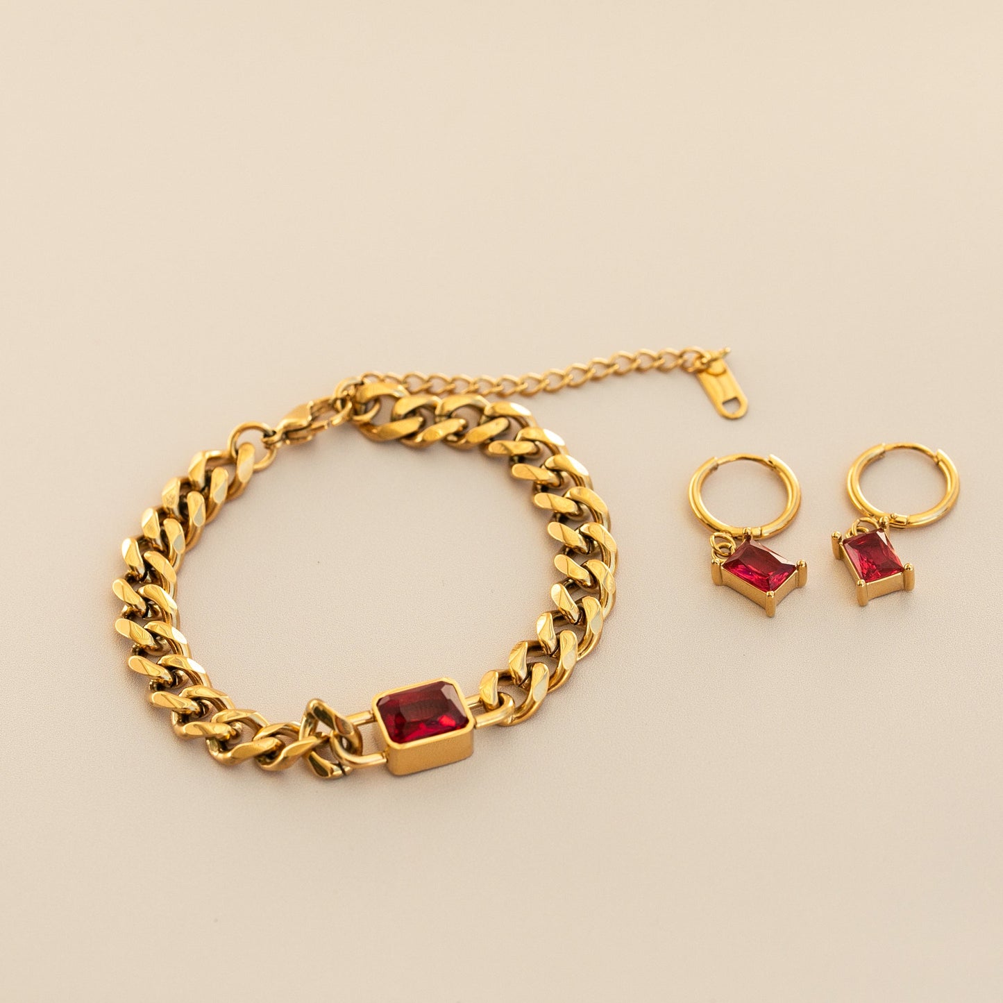 RUBY HOOP EARRINGS