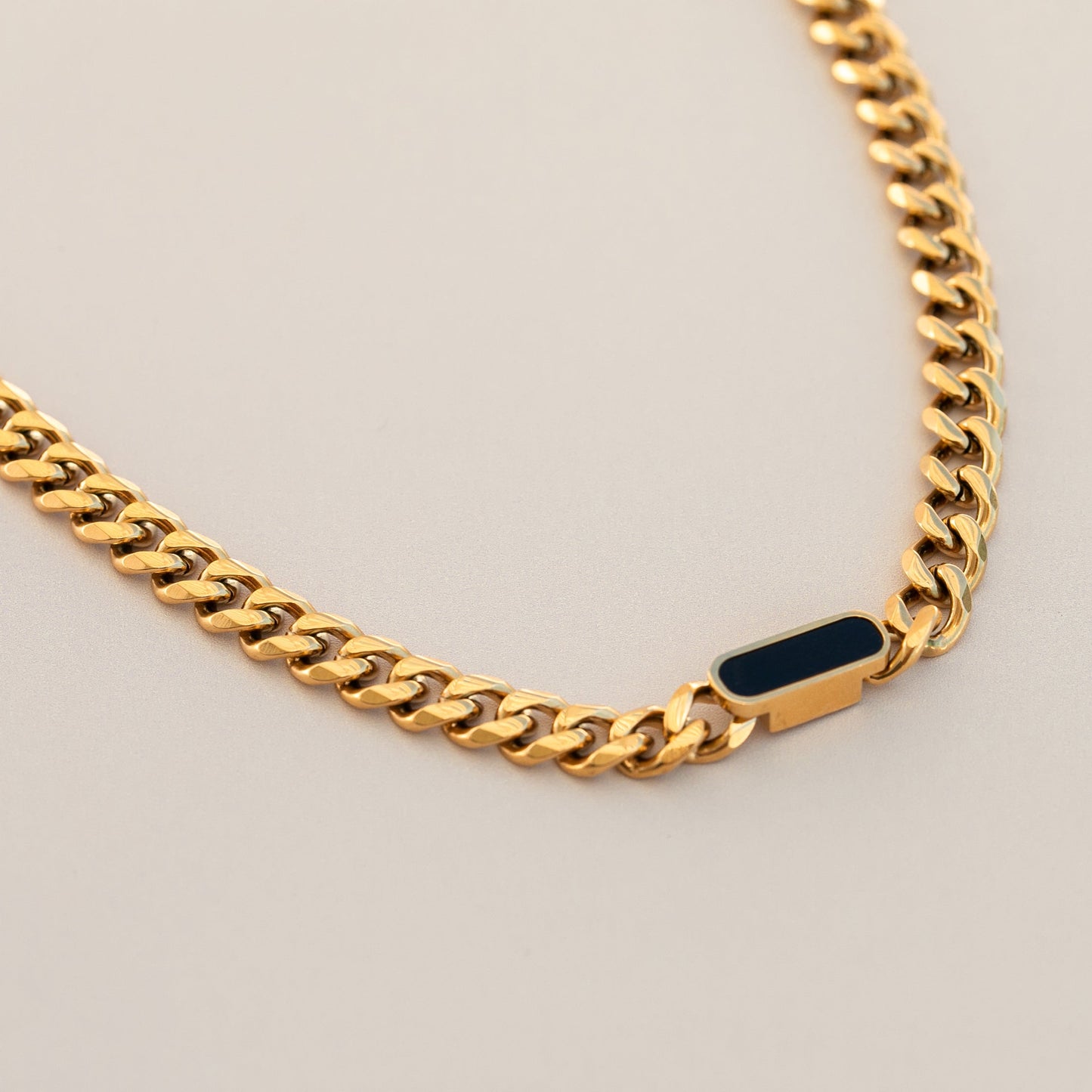 CHIARA CUBAN CHAIN NECKLACE | BLACK ONYX